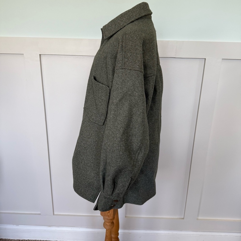 Zara Women’s Oversized Shacket Shirt Jacket Green Size SM  grunge outdoor fall - Picture 4 of 9